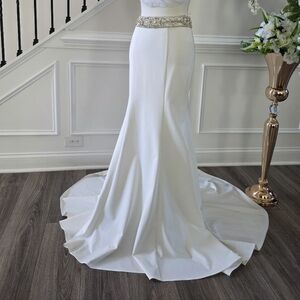 Tony Bowls White Skirt with Rhinestone/beaded  Details Evening/Formal